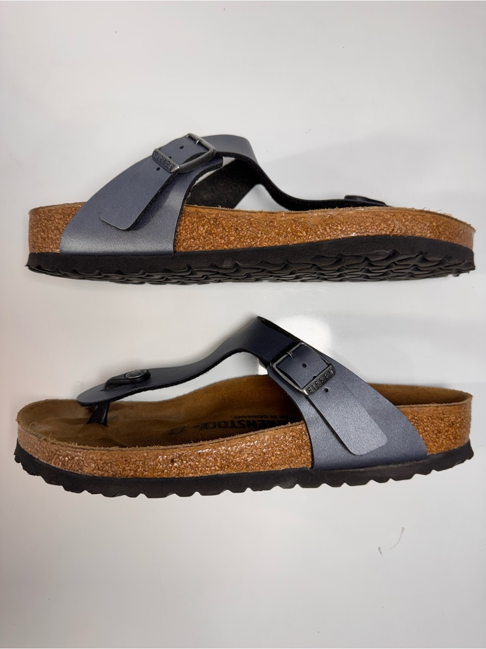 Birkenstock Gizeh Women’s 39 US 8-8.5 Anthracite Metallic Gray Thong Sandals Reg